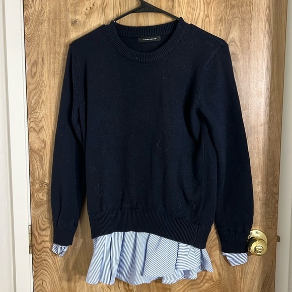 Combined Shirt Sweater Navy Blue - Picture 1 of 3